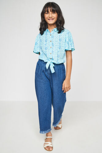 Light Blue Floral Straight Top, Light Blue, image 1